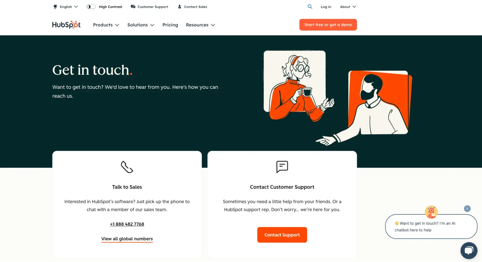 contact us page examples, hubspot get in touch page
