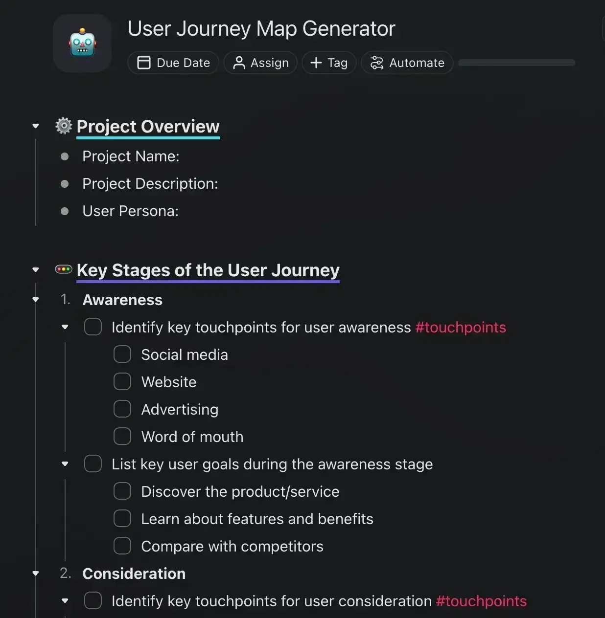 ai customer journey mapping tools, taskade journey map generator