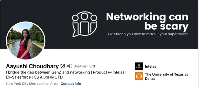 linkedin headline example aayushi choudhary