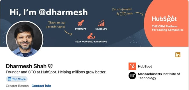 linkedin headline example dharmesh shah