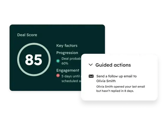 hubspot communication tools showing guided sales actions