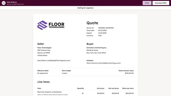 hubspot reduces admin time with quote tracking
