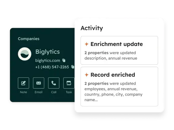 image showing automated data capture in hubspot’s sales workspace