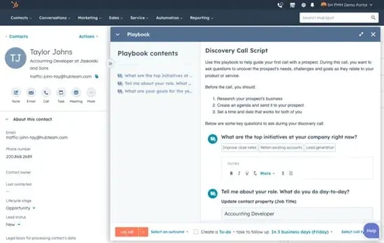 image showing dynamic sales playbook in hubspot’s sales hub